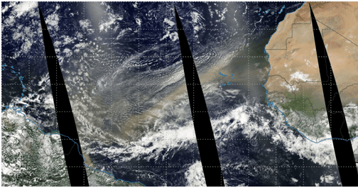 Ésta es la foto satelital de la Bruma del Sahara que pasó por el Valle de Aburrá