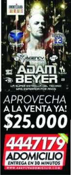 Sponsored: More Music & E-Agency presentan: Adam Beyer en Forum – Tickets $25.000 [Adomicilio 4447179]