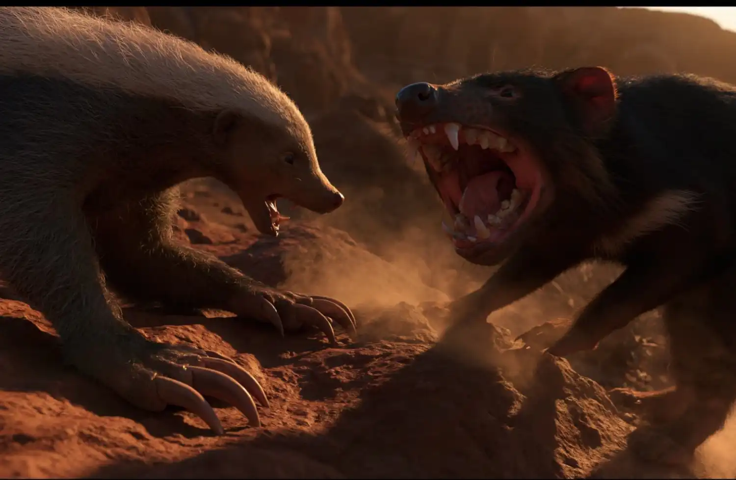 ¿Quién ganaría? Un duelo entre el tejón de miel y el demonio de Tasmania