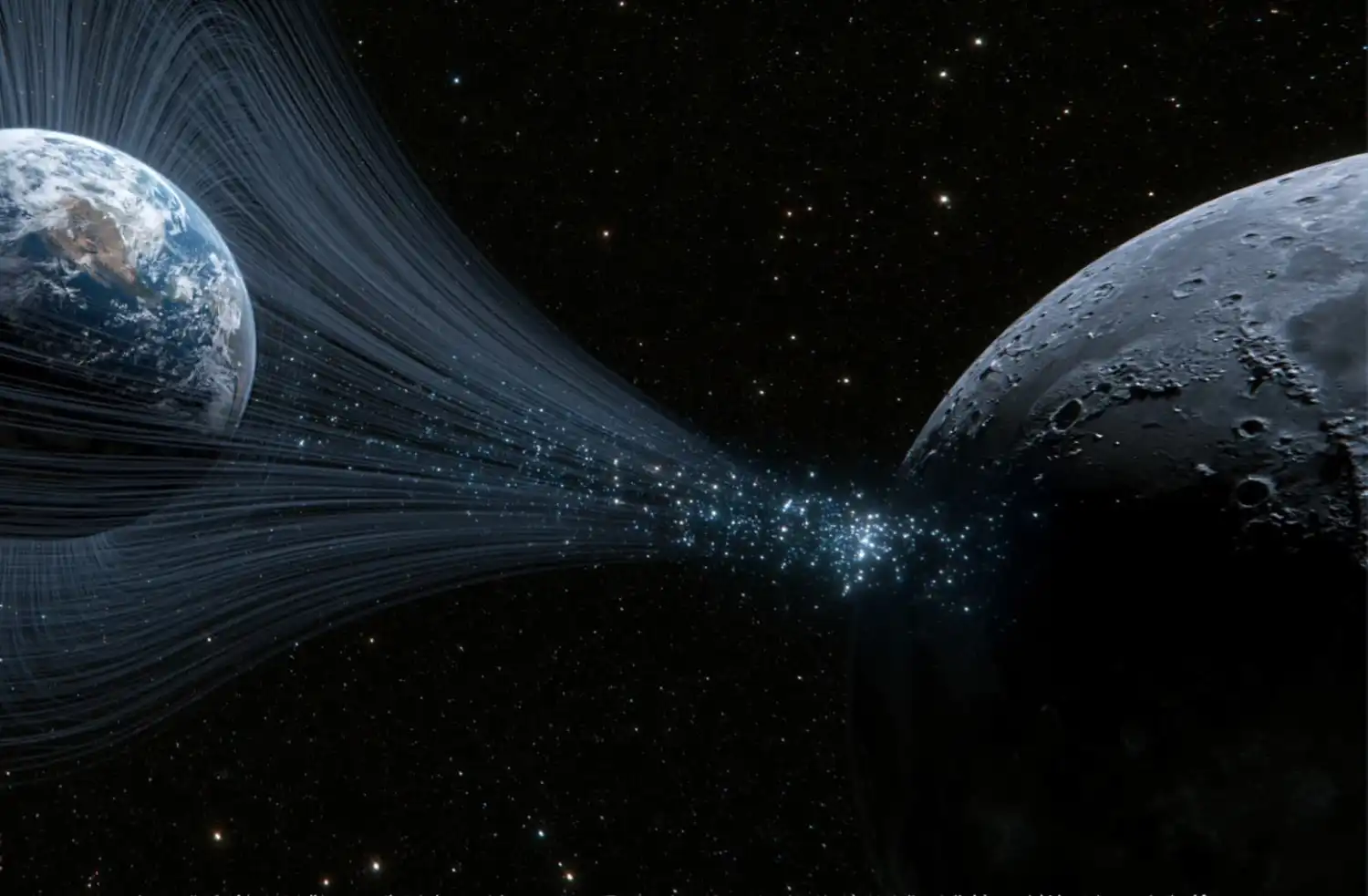 Cómo el magnetismo terrestre envía agua y oxígeno de forma constante a la Luna.