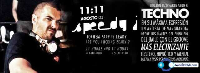 SPEEDY J La Maquina del Techno ¡¡ BOLETAS A LA VENTA a $45.000 DOMI 3004885656 – PIN: 2652BEB3
