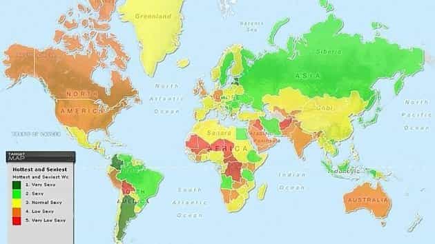 Publican un mapa de las mujeres más atractivas del mundo