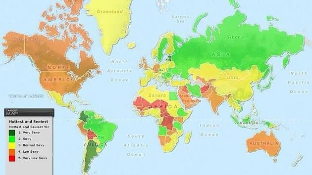 Publican un mapa de las mujeres más atractivas del mundo