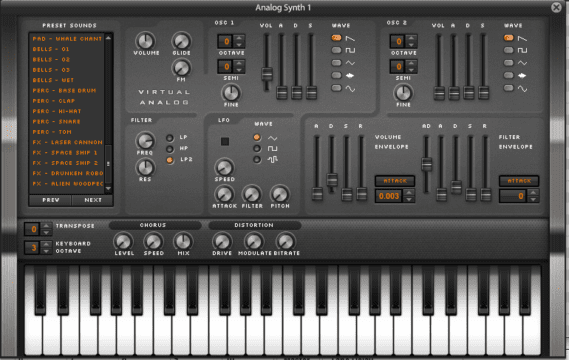 Prueba Audio Sauna un sintetizador online