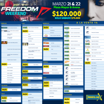 FREEDOM: Dónde puedo comprar mis boletos ? Último en preventa a 75.000