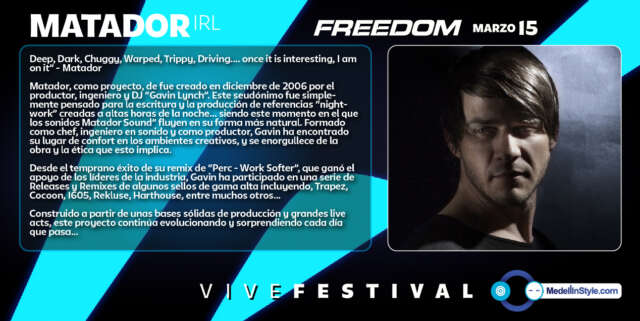 FREEDOM: MATADOR #vivefestival – Marzo 15, PLAZA MAYOR