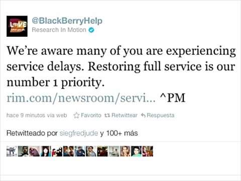 Caída del servicio de BlackBerry se extiende a Colombia y Latinoamérica