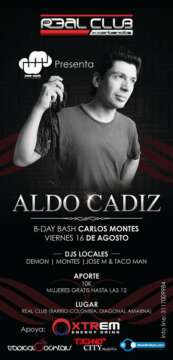 Hoy Viernes ALDO CADIZ (Chile) Mujeres Gratis ¡¡ Barrio Colombia @ Real Club