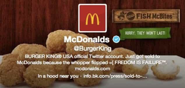 Piratean la cuenta de Burger King en Twitter y la convierten en la de McDonald’s