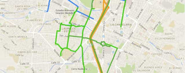 Mapa de las Ciclorutas y Ciclovías de Medellín